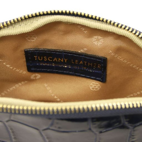 Vera - Croc print leather toiletry case
